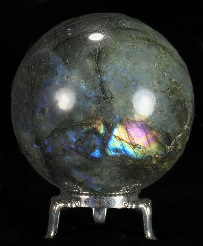 Flashy Labradorite Sphere - With Nickel Plated Stand #53571